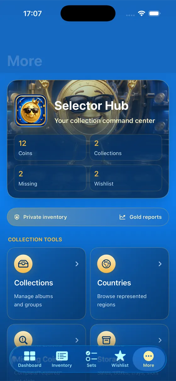 Selector Hub with collection tools